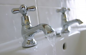 Close-up of Victorian-style basin taps